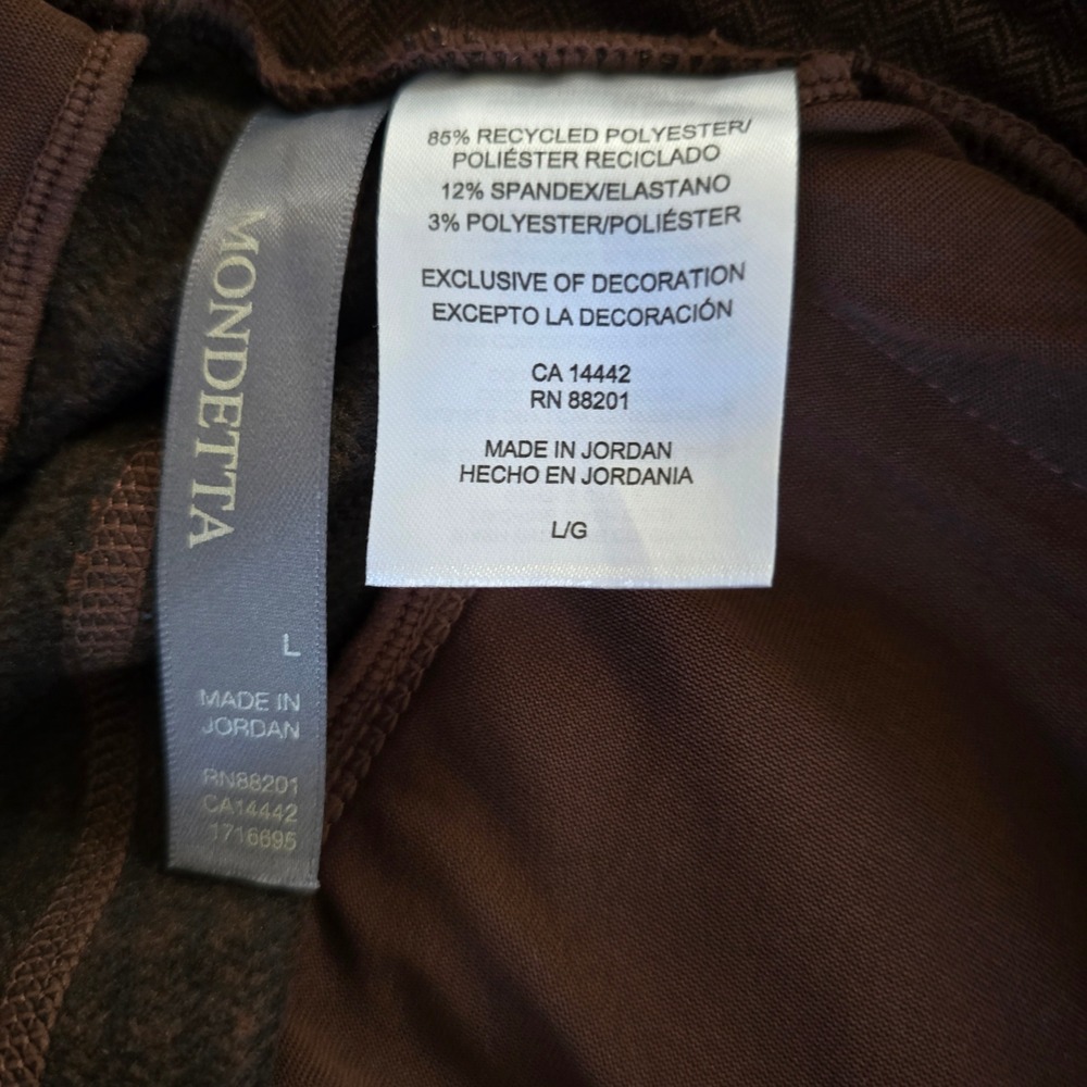 Mondetta Womens Brown Herringbone Athleisure Pants Comfort Stretch Size Large - Picture 4 of 4